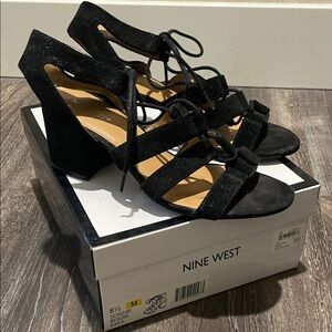 Nine West Black Strappy Heels